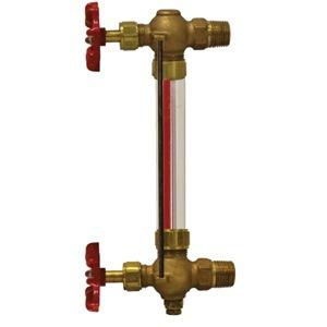 Brass Gauge Valve With Tubular Glass Tube and  Automatic Ball Checks